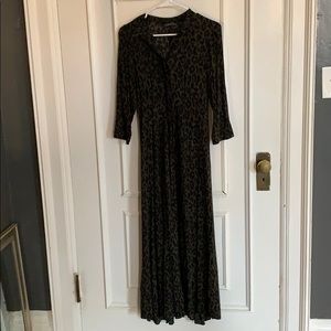 Zara Green leopard print maxi dress
